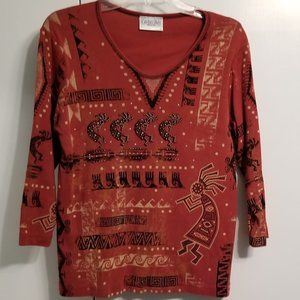 Cactus Bay V neck Medium shirt 3/4 sleeve